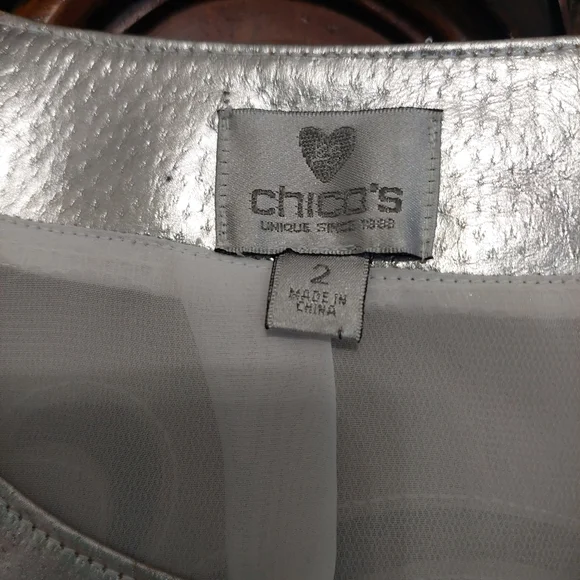 Chico's Siver cut out vegan leather blazer - Picture 2 of 8